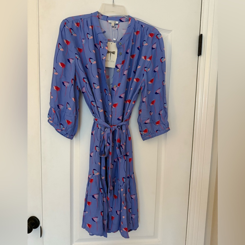 Tyler Böe Petra  Blue Floral Viscose Dress NWT Sz 8
